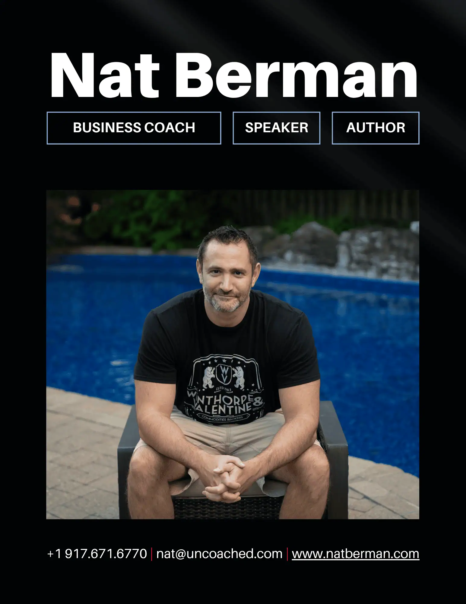 Nat Berman speaker one-sheet — Business Coach, Speaker, Author