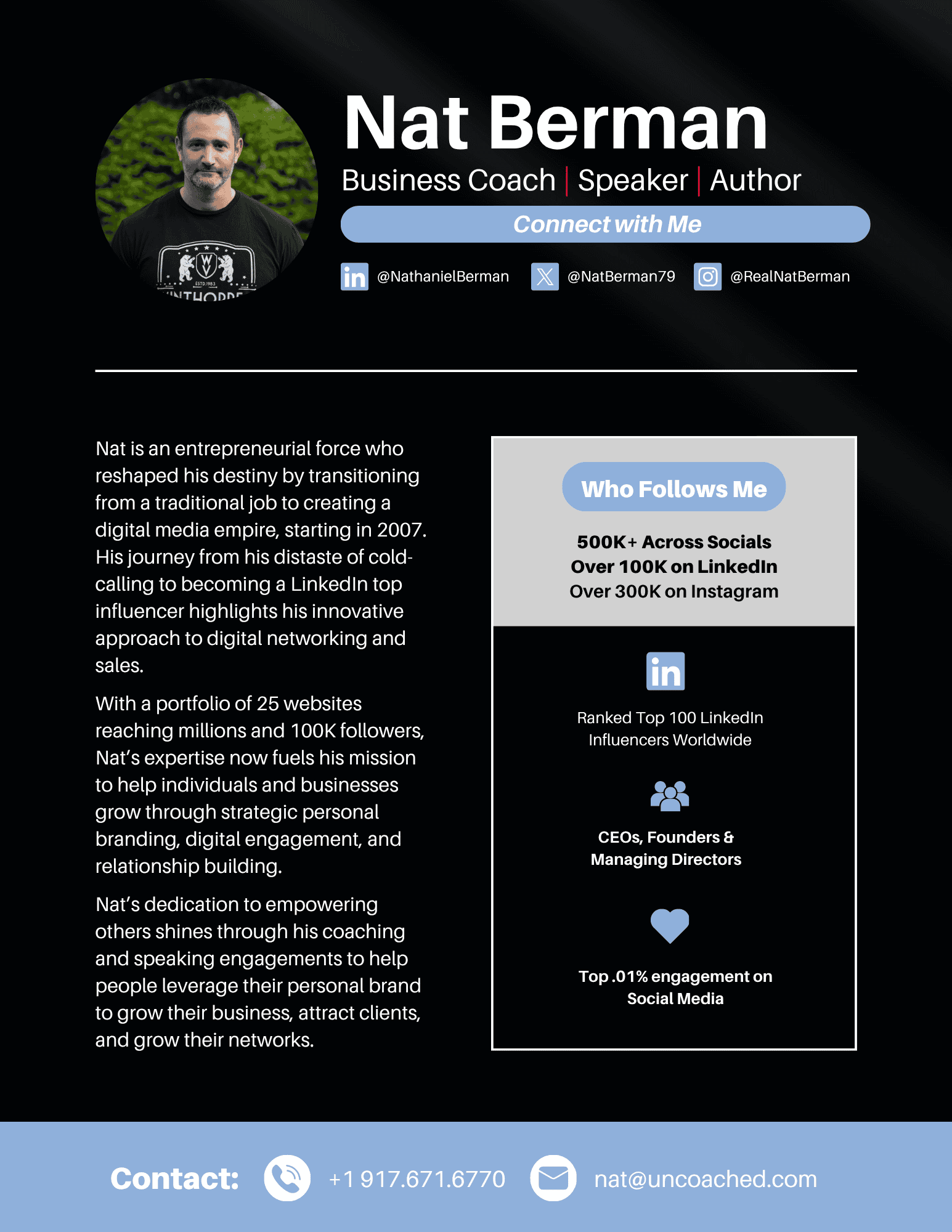 Speaker kit page 2 — Bio and audience reach